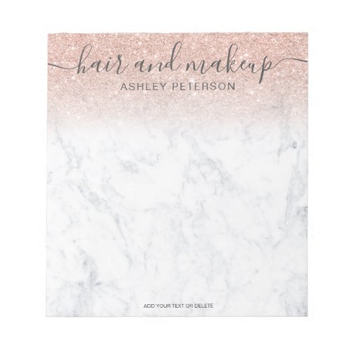 elegant typography marble rose gold glitter ombre notepad