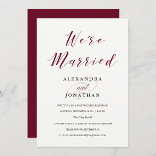 Elegant Typography   Marsala Post Wedding Ceremony Invitation