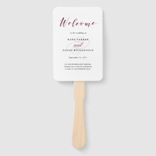Elegant Typography Marsala Wedding Hand Fan
