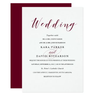 Elegant Typography | Marsala Wedding Invitation