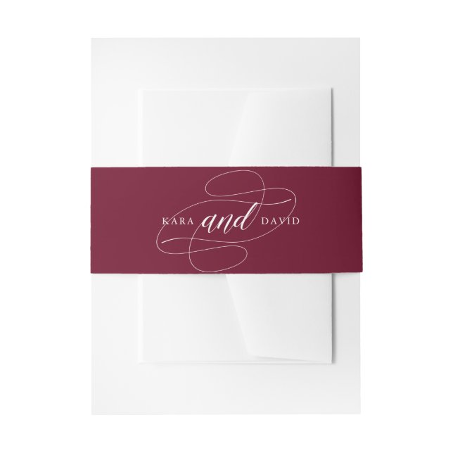 Elegant Typography | Marsala Wedding Invitation Belly Band (Front Example)