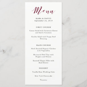 Elegant Typography   Marsala Wedding Menu