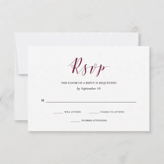 Elegant Typography | Marsala Wedding RSVP | Zazzle