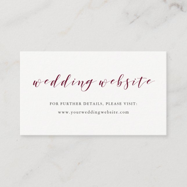 Elegant Typography Marsala Wedding Website Insert (Front)