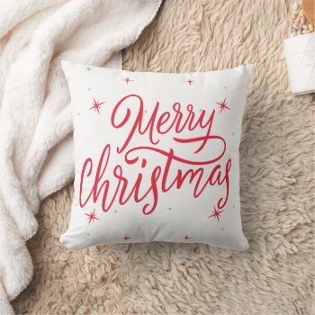 Elegant Typography Merry Christmas Pillow by ModernMatrimony at Zazzle