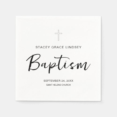 Elegant Typography  Minimal Cross Baptism  Napkins