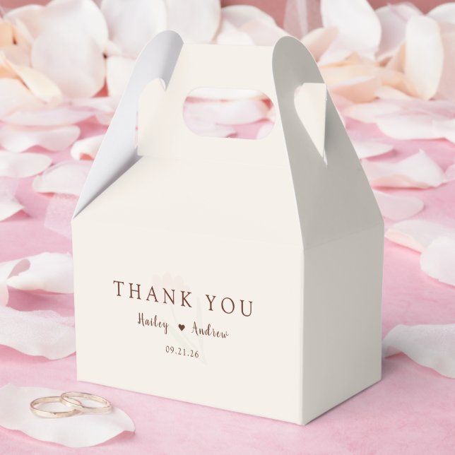 Elegant Typography Minimal Floral Wedding Favor Boxes (Wedding)