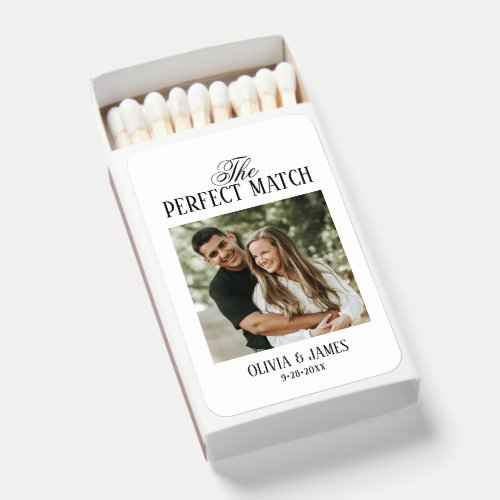 Elegant Typography Modern Black & White Wedding Matchboxes