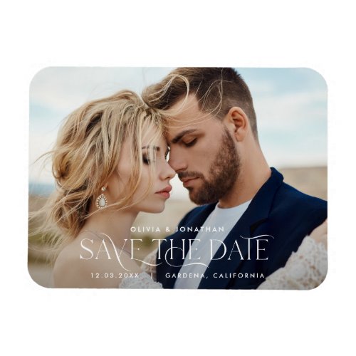 Elegant typography modern wedding landscape photo magnet