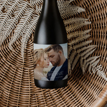 Elegant Typography Modern Wedding Landscape Photo Sparkling Wine Label by COFFEE_AND_PAPER_CO at Zazzle