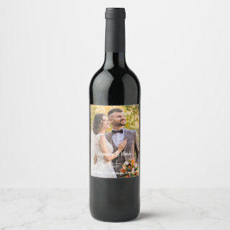 Elegant typography modern wedding landscape photo wine label