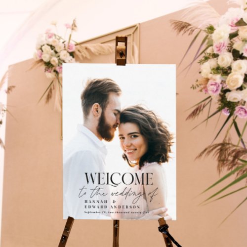 Elegant typography modern wedding welcome photo  foam board