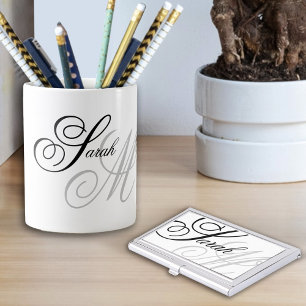 Elegant Typography Monogram Business Card Case