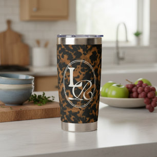Elegant Typography Monogram Tortoise Shell Insulated Tumbler