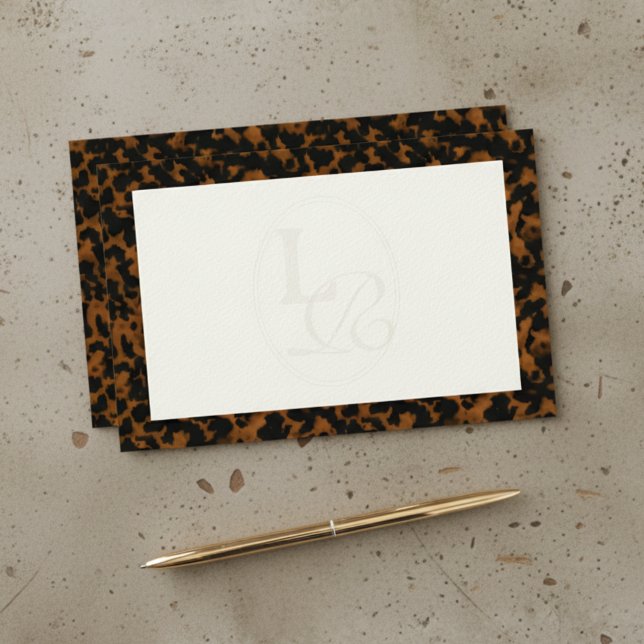 Elegant Typography Monogram Tortoise Shell Stationery (Upgrade your personal stationary with this Elegant Typography Monogram Tortoise Shell Stationery! )