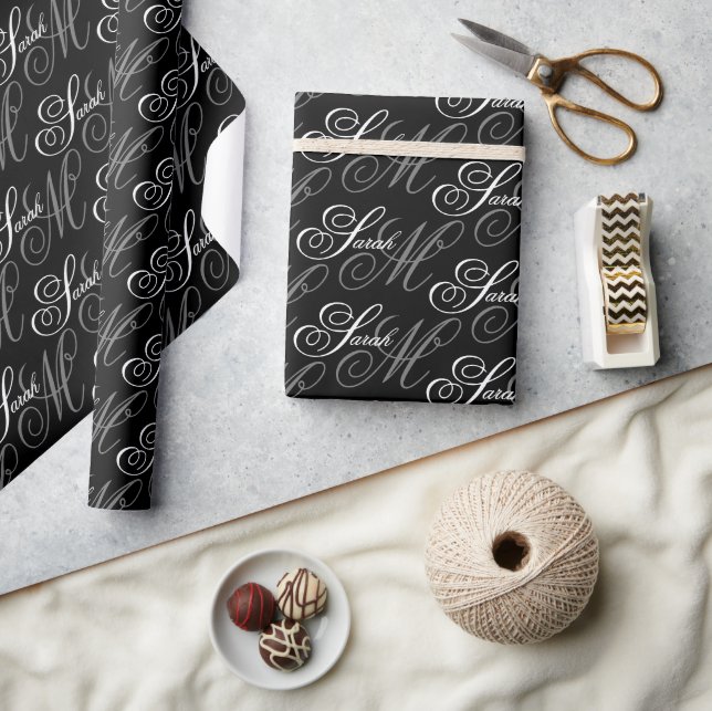 Elegant Typography Monogram Wrapping Paper (Crafts)