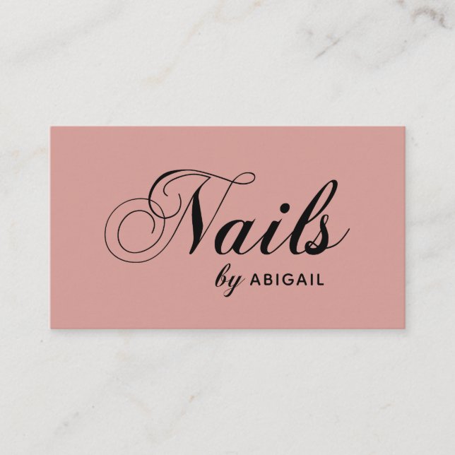 Elegant Typography Nails By Name Website Rose Gold Business Card (Front)