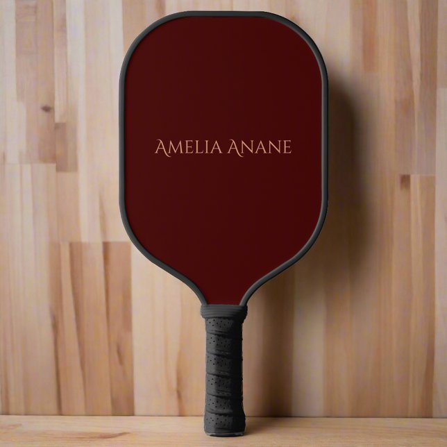 Elegant Typography Name Feminine Dark Red & Pink  Pickleball Paddle (Creator Uploaded)