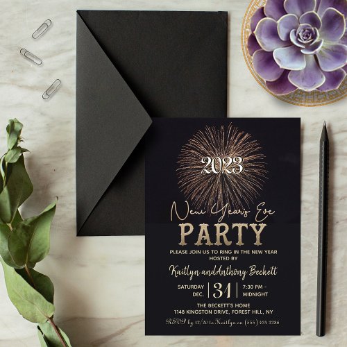 Elegant Typography New Years Eve Party Invitation