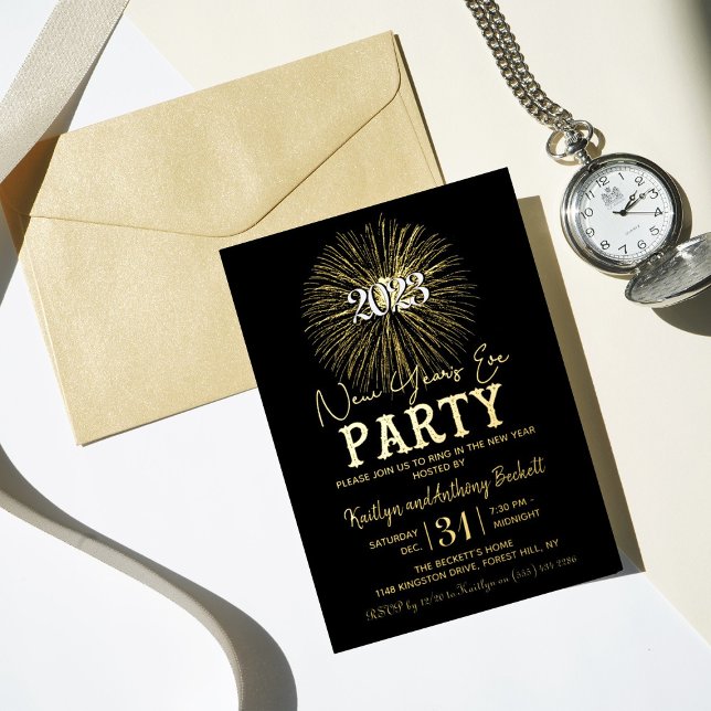 Elegant Typography New Year's Eve Party Real Foil Invitation (Creator Uploaded)