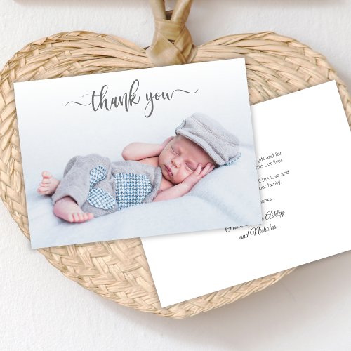 Elegant Typography Newborn Baby Photo Thank You