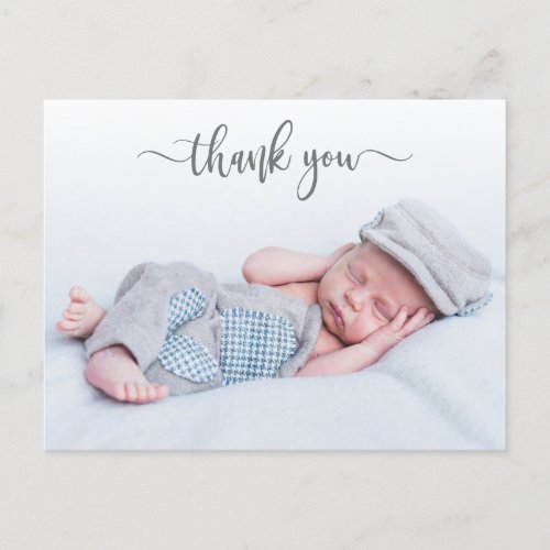 Elegant Typography Newborn Baby Photo Thank You  Postcard