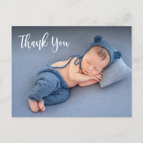 Elegant Typography Newborn Baby Photo Thank You  Postcard