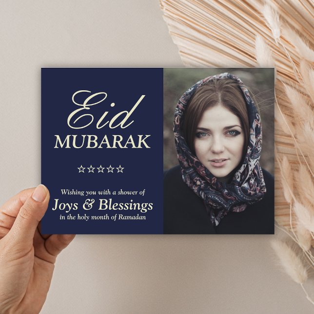 Elegant Typography Personalized Eid Mubarak Photo Holiday Card (Creator Uploaded)