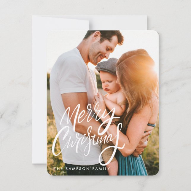 Elegant Typography Photo Christmas Holiday Card (Front)