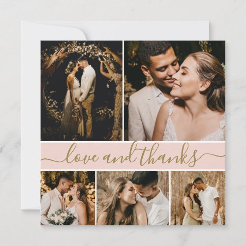 Elegant Typography Photo Collage Wedding Thank You Card