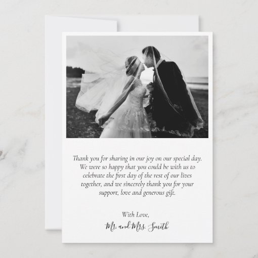 Elegant Typography Photo Collage Wedding Thank You Card | Zazzle