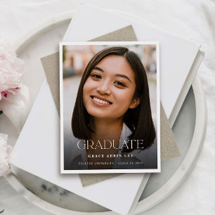 Elegant Typography Photo Graduation Announcement Postcard