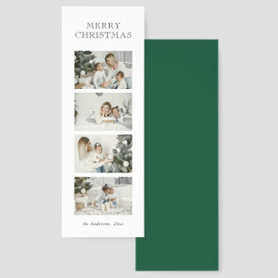 Elegant Typography Photo Green Christmas Card Bookmarks
