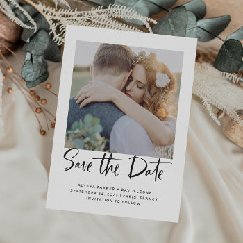 Elegant Typography | Photo Save The Date by Customize_My_Wedding at Zazzle