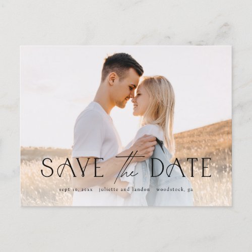 Elegant Typography Photo Wedding Save The Date Announcement Postcard