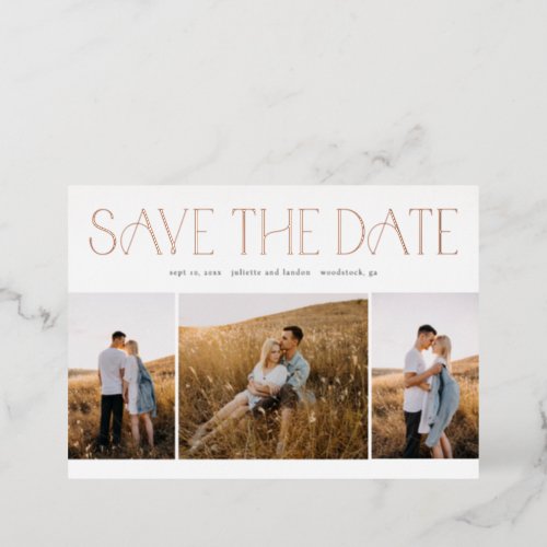 Elegant Typography Photo Wedding Save The Date Foil Invitation