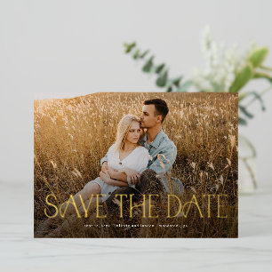 Elegant Typography Photo Wedding Save The Date Foil Invitation