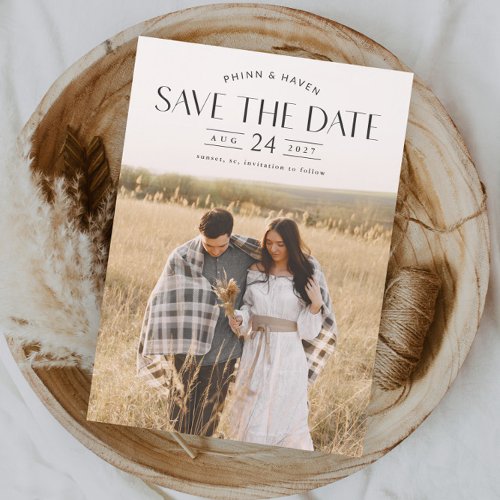 Elegant Typography Photo Wedding Save The Date Magnetic Invitation