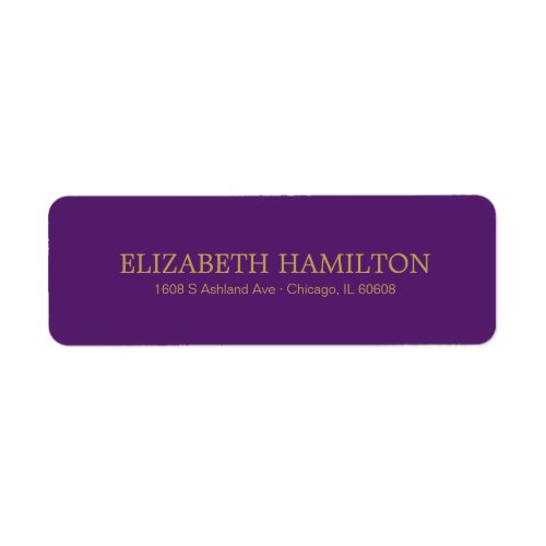 Elegant Typography Purple Gold Address Label
