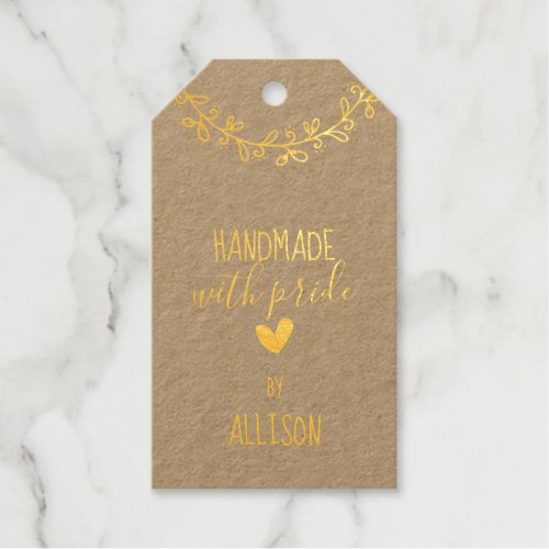 Elegant Typography Rainbow Heart Made With Pride Foil Gift Tags