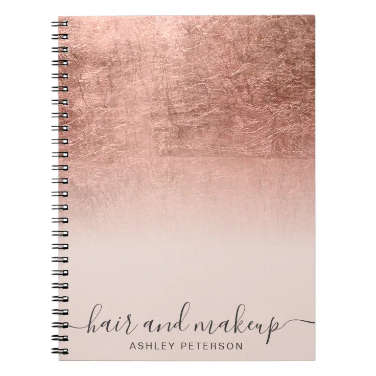 elegant typography rose gold foil ombre blush notebook | Zazzle