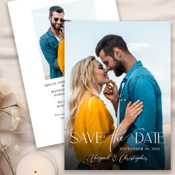 Elegant Typography Script 2 Photo Save The Date by daisylin712 at Zazzle