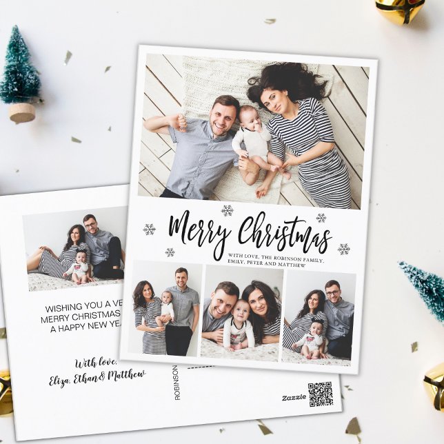 Elegant Typography Script Collage Christmas Postcard (Creator Uploaded)