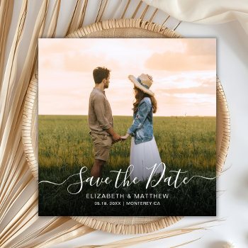 Elegant Typography Script Modern One Photo Wedding Save The Date by LilyPaperDesign at Zazzle