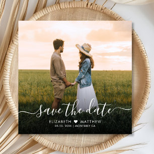 Elegant Typography Script Modern One Photo Wedding Save The Date