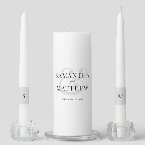 Elegant Typography Simple Minimalist Wedding Unity Candle Set