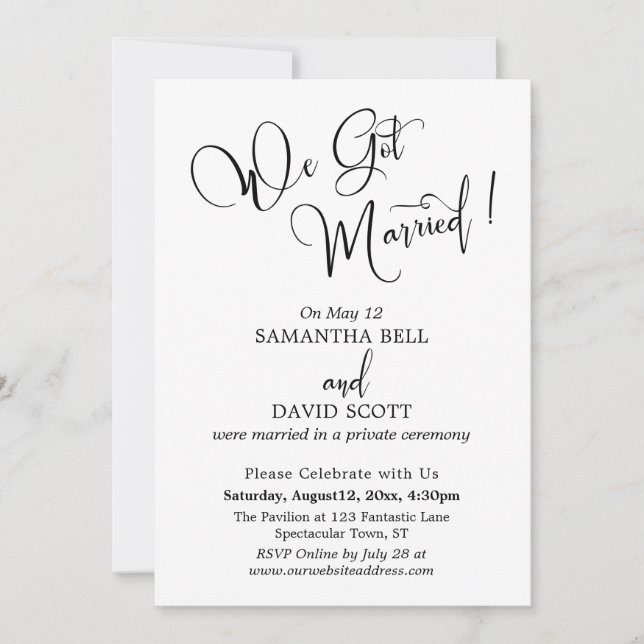 Elegant Typography, Simple Modern, We Got Married Invitation (Front)