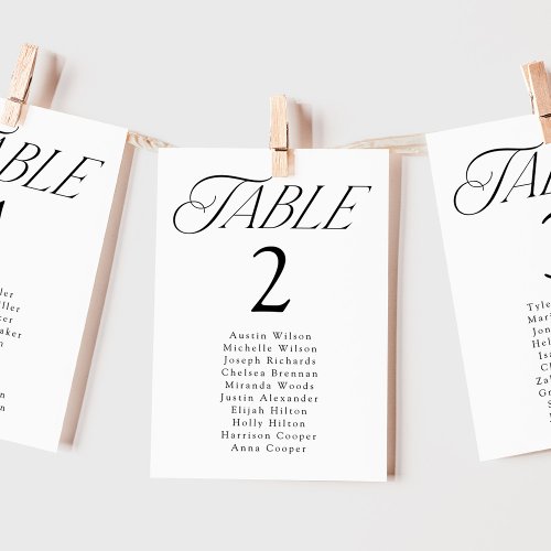 Elegant Typography Table Number Seating Chart