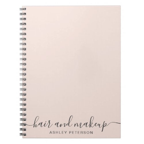 elegant typography trendy blush pink hair makeup notebook