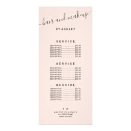 elegant typography trendy blush pink hair makeup rack card